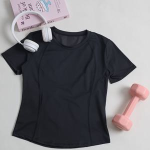 여성용 여름 경량 러닝 트레이닝 요가 반팔 티셔츠, 여성용 캐주얼 스포츠웨어 티, 루즈핏 통기성 속건성 피트니스 탑, 바운드 라운드 넥, 등 메쉬 패널, 기장 연장, 고품질 의류, 달리기, 스포츠, 레저, 요가, 테니스, 배드민턴, 캐주얼 외출, 데일리웨어, 아웃도어웨어, 섹시한 의상, 여성용 휴일 의류, 휴가 의류, 어머니의 날 선물