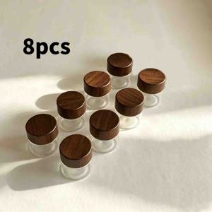 여행용 병에 적합한 미니 유리병 8개 세트 - 오프캡 포함 - 재사용 가능한 플라스틱 용기, 10ml/0.33oz 휴대용 크림 병, 샘플, 크림, 오일용 - 가정 및 휴대용 수납을 위한 소형 빈 용기