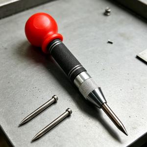 업그레이드된 대형 그립 스프링 자동 센터 펀치 1세트, 예비 팁 2개 포함, 안정적인 잡힘을 위한 널링 미끄럼 방지 핸들, 금속, 유리 및 목재에 정확한 표시, 유지보수 및 DIY 드릴링 위치 지정 작업을 위한 비상용 자동차 창문 깨개