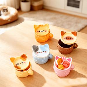 5개 세트 시뮬레이션 귀여운 고양이 커피컵 애완 동물 접시 레진 추가 창의적인 인형의 집 미니어처 레진 장식 인형의 집 장식