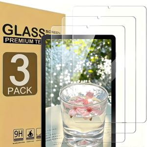 3개 세트, Galaxy Tab S6 Lite/Tab S6 10.5인치에 적합, 고화질 강화 유리 액정 보호 필름, 9H 경도, 지문 방지, 스크래치 방지, HD 클리어, 간편한 부착
