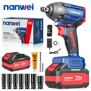 NANWEI 고출력 무선 전동렌치 브러시리스 충전식 임팩드릴 4.0AH배터리2개 공구 세트