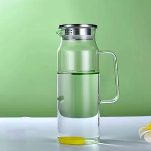 1개, 1000ML/1500ML, 30Oz/50.7Oz, 음료 병, 냉수 주그, 주스 유리 피처, 대용량, 고 붕규산 유리, 내열성, 필터 뚜껑이 있는 유리 주전자, 가정 주방 용품, 냉장고 냉동에도 적합