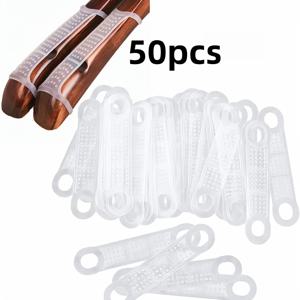 50개 탄성 투명 고무 행거 커버 - 미끄럼 방지, 내구성, 나무 및 단어 행거용, 옷 미끄럼 방지, 실용적인 액세서리, 완성되지 않은 재료, 소매점 / 가정용으로 이상적