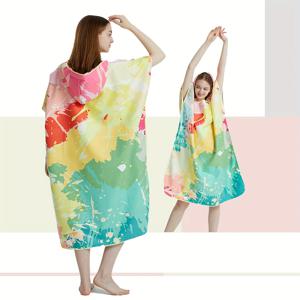 1개 비치 변기 타월 서핑 포ンチ 로브 후드 웨트수트 조절 가능한 슬리브 서핑 수영 목욕 네이비지옴리, 라지 - 남녀 공용 초극세사, 매우 부드럽고 내구성이 뛰어난 마이크로ไฟ버