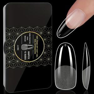 600개 네일 팁용 소프트 젤, 반 매트 클리어 아크릴 네일 팁, 네일 팁용 미리 제작된 인조 네일 팁, 네일 익스텐션용, 네일 아트 살롱용 매니큐어 도구