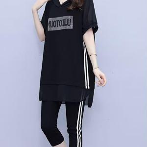 봄 여름 가을 신상 나이 감소 슬림핏 트렌디한 후드 집업 상의와 크롭 팬츠 투피스 수트