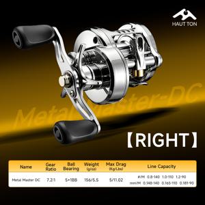 HAUT TON 베이트캐스팅 드럼 릴, 메탈 마스터 전기도금, 156g 초경량, 7.2:1 기어비, 5+1BB, 최대 드래그 5kg, 분리형 소프트 그립, 초보자/대회/상급자용 루어낚시용, 바닷물 및 민물 낚시에 최적