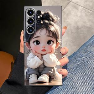 삼성 갤럭시 S25 S26 S25 울트라 S10 라이트 S10e S9 S20 S22 노트 20 10 9 8 S24 플러스 S23 FE S25+ S24+ S21 호환 귀여운 어린 소녀 패턴 휴대폰 커버 케이스
