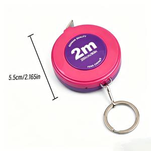 1개 휴대용 키체인 줄자, 양면 미터/인치 줄자, 길이 2M, 자동 수축 기능, ABS 소재 줄자, 신체 측정, 피트니스에 적합