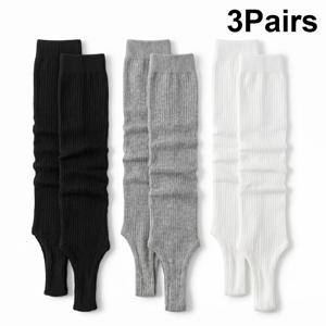 3켤레 세트 세로 발목 양말, 가을 겨울 긴 양말, 단색 다용도 발가락 없는 레그 워머