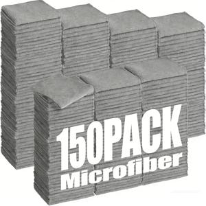 150개입 극세사 차량 워시 클로스 팩, 10,000명 구매, 대량 휴대용 청소 손수건 도매 - 보풀 없음, 퇴색 방지, 흡수성, 부드럽고 내구성, 자동차 가게, 가정용, 마당, 식당에 적합