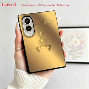 휴대폰 케이스: 삼성 갤럭시 Z 폴드 8 Fold8 호환 2D 플랫골드 플라크 휴대폰 커버, 2D 플랫