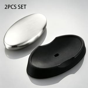 304 스테인리스 스틸 손 냄새 제거제 2개 세트, 물방울형 받침대 포함, 마늘 생선 양파 손 냄새 제거용 주방 금속 탈취제