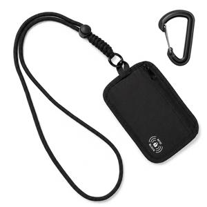 도난 방지 미니 RFID 차단 카드 홀더 (목걸이 스트랩 포함), 남녀 공용 RFID 차단 소형 가방, 신용 카드 및 현금 보관 안전 여행 지갑 목걸이 파우치