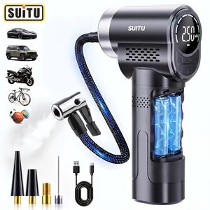 150PSI 고압 무선 핸드헬드 타이어 공기 주입기, LED 야간 조명 내장 충전식 리튬 배터리 휴대용 자동차 에어 컴프레서, 자동 정지 전동 에어 펌프, 자동차 자전거 전동 자전거 농구공 축구공 풍선용
