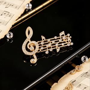 1개 - 골드 & 실버 듀오톤 풀 음표 네트 브로치, 정장 및 청바지에 적합한 독특한 음악 테마 핀, 다용도 착용을 위한 정교한 액세서리