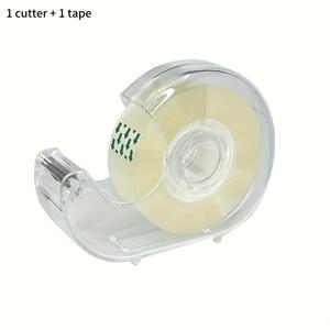 테이프 디스펜서 1개 + 투명 테이프 1개 세트, 사무실, 가정, 선물 포장용, 문서 수리, 꽃다발, 사무용품용 소형심 투명 문구용 테이프 디스펜서 세트