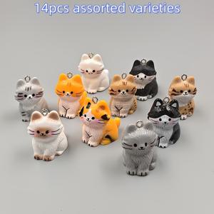 DIY 주얼리 제작용 고양이 펜던트 14개 랜덤 혼합 색상, 팔찌, 목걸이, 귀걸이용 - 초보자와 전문가를 위한 완벽한 핸드메이드 선물 - 주얼리 액세서리 참