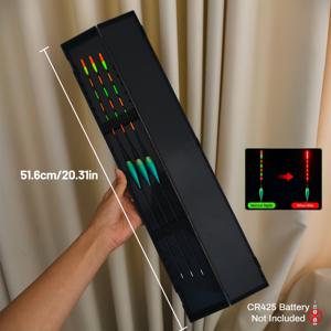 4개 (색상 변경 전자 낚시 찌와 3개의 초고휘도 바이트 훅 + 1개의 작은 검은색 상자, 배터리 미포함) 야간 낚시용 초고휘도 낚시찌, 낚시 도구, 낚시 용품, 낚시찌