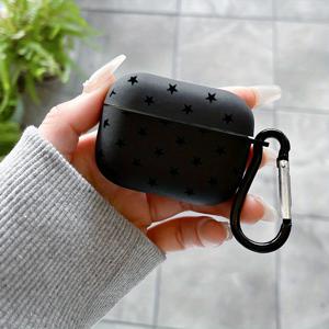패셔너블하고 창의적인 모든 것을 포함하는 충격 방지 블랙 리틀 스타 패턴 헤드폰 케이스, Apple AirPods 1/2, AirPods 3, AirPods Pro, AirPods Pro (2세대) DJ1 가족, 연인, 친구를 위한 선물