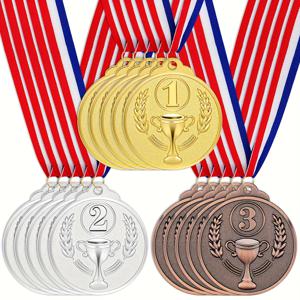 3개 골든/실버/브론즈 메탈 어워드 메달, 스포츠 대회용 아연 합금 우승 메달 목걸이 리본 포함