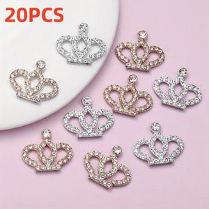 20개 반짝이는 왕관 비즈 패치 스티커 라인스톤 왕관 모양 평면 장식, 주얼리 제작 공예 의상 장식 추가