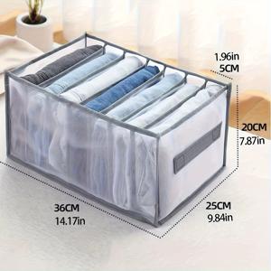 핸들 장착 패브릭 의류 정리함 - 세탁 가능한 서랍 분할기, 청바지·티셔츠·접힌 옷 보관용 나일론 소재, 23개 이상의 아이템 수납 가능 | 침실 및 옷장 정리에 완벽한 스타일리시 보관 박스 | 내구성 강한 원단으로 제작된 클로젯 정리용