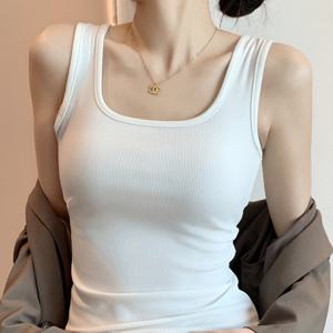 여성용 솔리드 컬러 민소매 탱크탑, 다용도로 편안한 사계절용, 베이스 레이어나 패드 없는 탑으로 착용 가능, 아웃도어 스타일로도 활용 가능