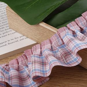 5Cm X 1 야드 스코틀랜드 체크 플리츠 원단, 러플 엣지 - 칼라, 커튼, 소파 장식용 재봉 아플리케에 이상적