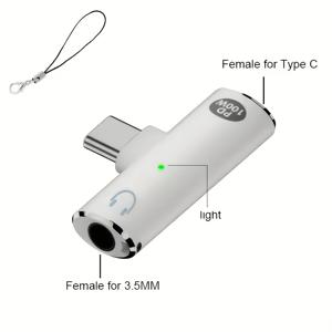 Wowssyo 오디오 어댑터 Type-C to 3.5mm 헤드폰 잭 PD100W 고속 충전 지원 회전 가능 헤드폰 오디오 컨버터 DAC 칩 디지털 USB-C 어댑터 to USB-C 3.5mm 잭 오디오 케이블 iPhone 16/15 Pro Max/Plus, Xiaomi, Oneplus 호환