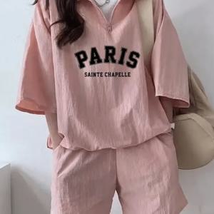 캐주얼 트레이닝복 세트 여성 여름 2026 신상 반팔 반바지 캠퍼스풍 귀여운 소녀 달리기 2종 세트