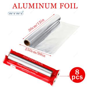 8개 알루미늄 호일 롤, 튼튼한 주방 베이킹 롤, 개별 포장 8개, 편리하고 위생적. 오븐, 케이크, 바베큐, 그릴 육류, 파티/피크닉에 적합 (부활절/발렌타인데이/어버이날/졸업 시즌)