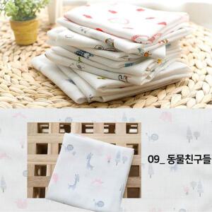 아기 손수건 동물친구들 10매 순면 유아용 침받이