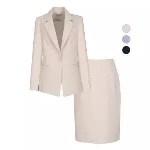 [비비드시크릿가너]SET 여성 립 봄가을 버튼 정장 자켓 미디스커트 세트_P385186952