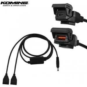 코미네 EK-214 USB/C타입 2구 고속충전기 QC3.0 지원 최대 32W 오토바이 바이크