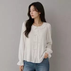 [JJ지고트](대구신세계)턱 플리츠 주름 리본 블라우스 GR9N0BL931