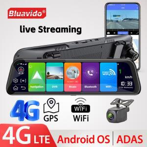 룸미러 블랙박스 Bluavido 안드로이드 자동차 백미러 카메라 4G LTE 대시 GPS ADAS FHD 1080P 비디오 녹음기 와이파이 자동 지원 라이브 원격 DVR