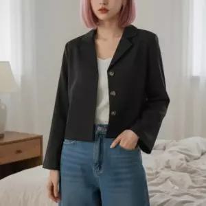 [하프클럽/]재킷 여성 크롭 숏 정장 카라 자켓 하객룩 간절기 베이직
