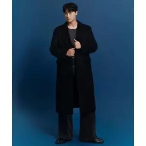 MUSINSA STANDARD [이도현 PICK]캐시미어 블렌드 대디 숄더 싱글 롱 코트 [블랙]