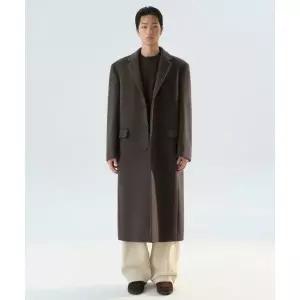 MUSINSA STANDARD 캐시미어 블렌드 대디 숄더 싱글 롱 코트 [헤더 브라운]