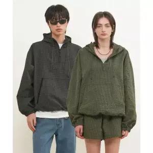 GENERALIDEA UNISEX 시어서커 체크 후드 아노락 [2COL] / GF1UJK009160285