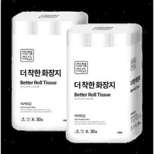 [하프클럽/셀러허브]더 착한 화장지 무형광 3겹 30M 30롤 2개 총60롤