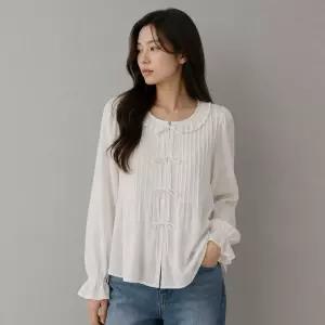 JJ지고트 턱 플리츠 주름 리본 블라우스 GR9N0BL931