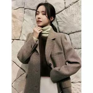 갤러리아 울 헤링본 테일러드 싱글 롱 코트(GPBA0CTJ21)*