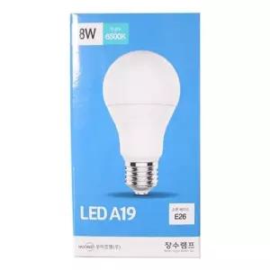 [OF160N72]장수램프 LED A19 E26 전구 8W 주광색 6500K