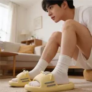 고품질 푹신한 고양이 슬리퍼 따뜻한 여성 거실화 실내화 두툼한 겨울 방한