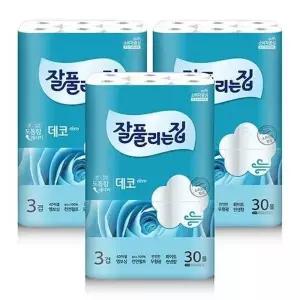 잘풀리는집 더도톰한 3겹 데코 30m 30롤 3개