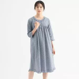 메이플라워 블루잔꽃 여성 7부 순면 파자마 원피스 잠옷 147962