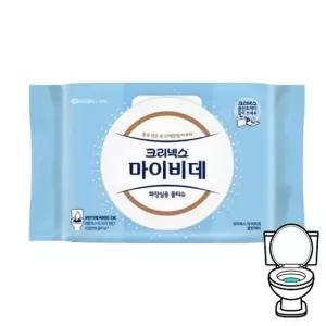 마이비데 물티슈 대용량 캡형 60매 x 12팩 클린케어 화장실용 비데용 물에녹는 비데티슈